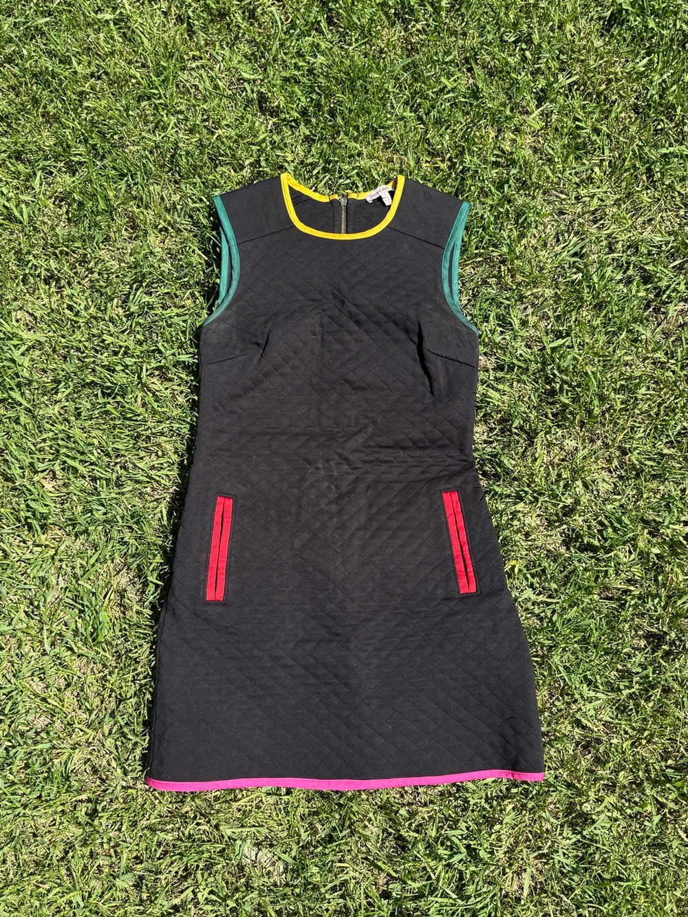 Juicy Couture Quilted Shift Dress | Size 0 | Black | Colorblock Trim | Y2K
